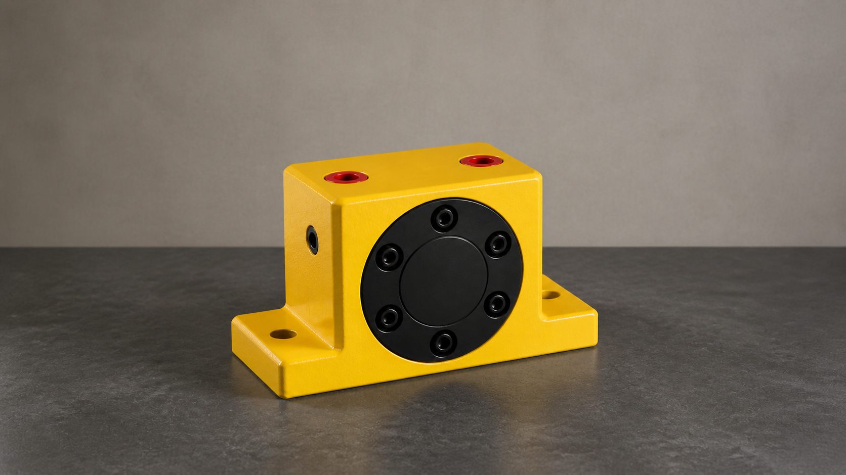 Photorealistic category visualization of a yellow pneumatic turbine vibrator